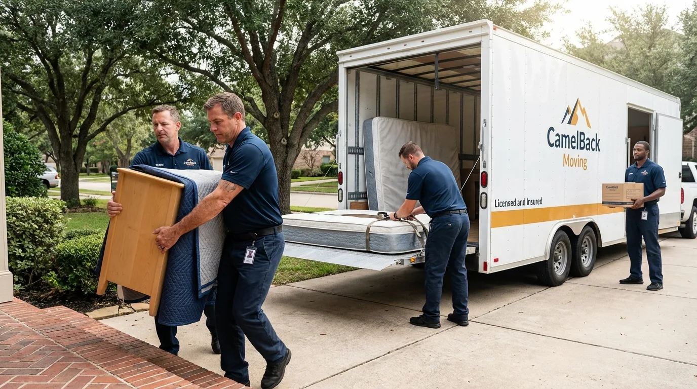 Crew loading residential truck for cross-state move from Seffner, FL